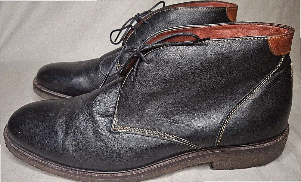 Johnsonton Murphy Chukka Ankle Boots Mens Size 14 Black Leather Lace Up Gum Sole