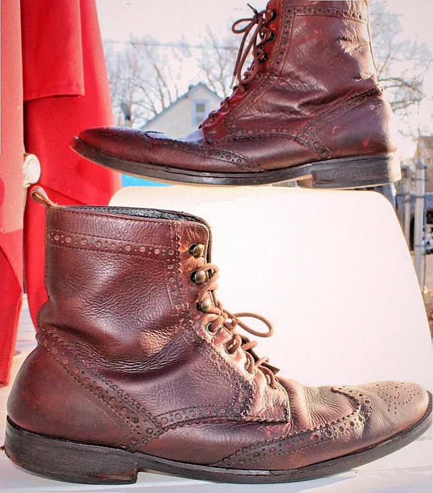 Johnston & Murphy 1850 Collection Mens Brown Leather Wingtip Boots Size 11.5