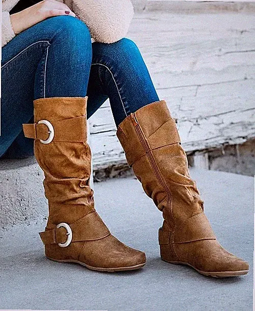 JOURNEE COLLECTION Womens Camel Wide Calf Jester-01 Slouch Boot 8 NWOB WC