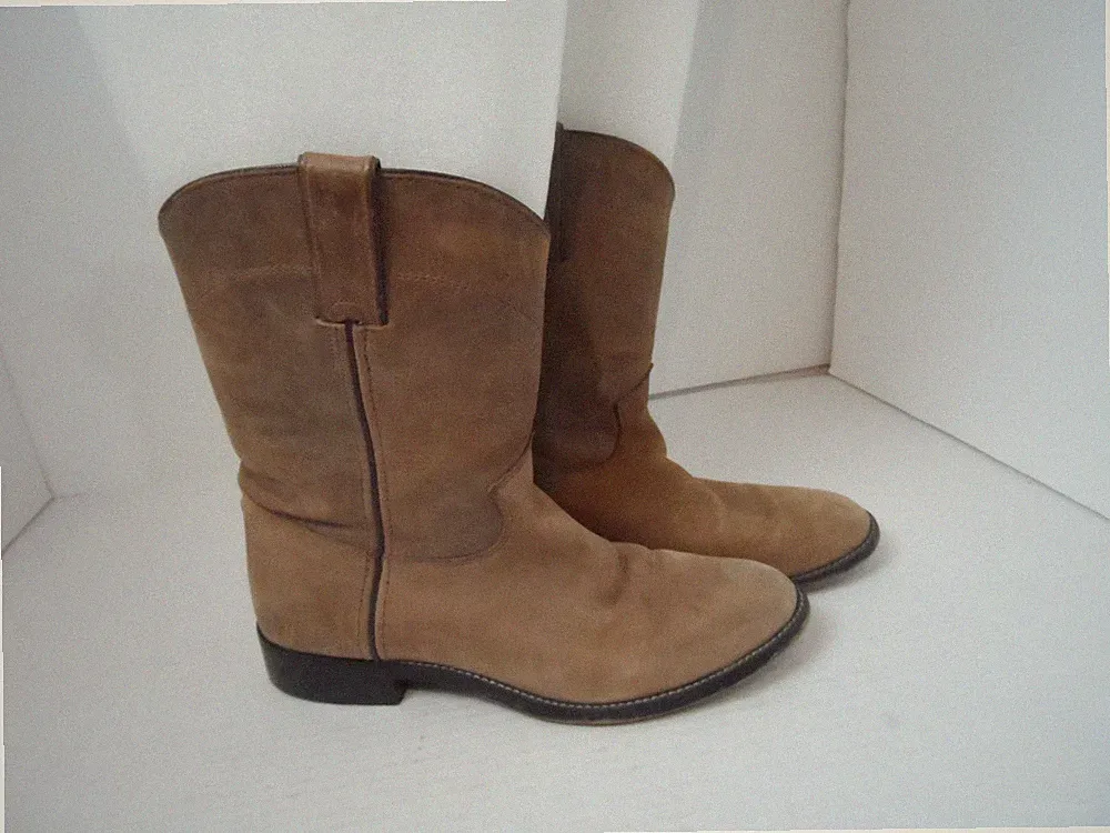 Justin Boots Western Junior Roper Leather Youth Work 3410Y Pull On - Size 3.5D