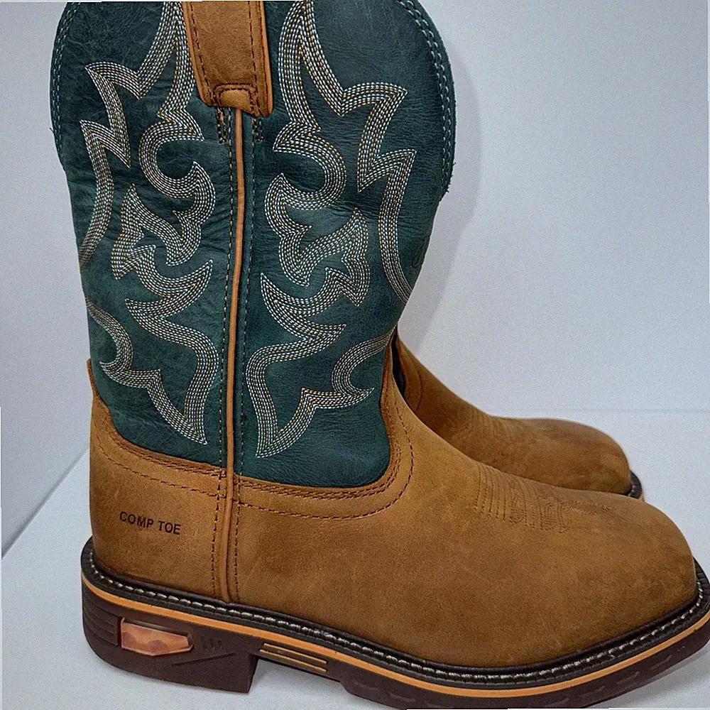 Justin Original Work boots Resistor Slip Resistant Comp Toe Siz 9.5 D CR4010