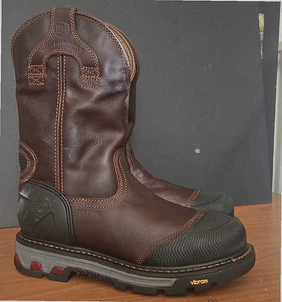 Justin Waterproof EH Comp Toe Brown Work Boots with Vibram Sole