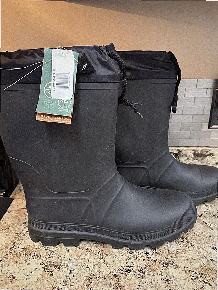 Kamik Men's Sz 15 Black Waterproof Insulated Rubber Rain/Snow Boots Felt Liner