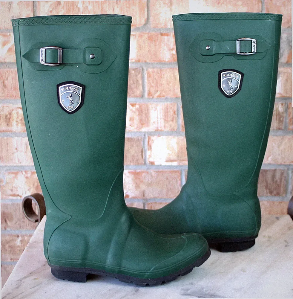 KAMIK Rain Boots Women 16” Tall Garden Boots Rubber Forest Green ~ Size 9