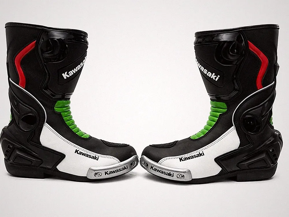 Kawasaki Leather Motorcycle Boots Mens Kawasaki Motorbike Long Shoes