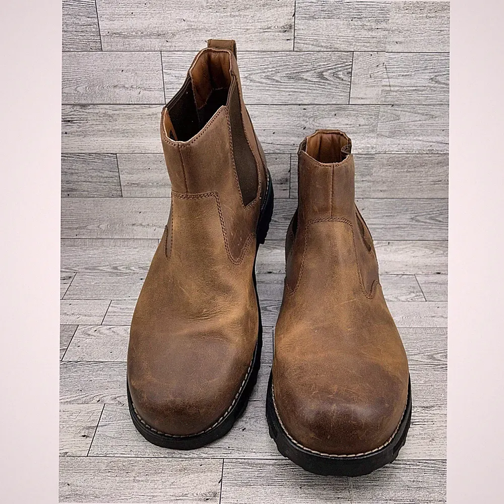 KEEN 1013797 Mens Brown Leather Chelsea Boots Size 14 Pull On Rugged Work Boot
