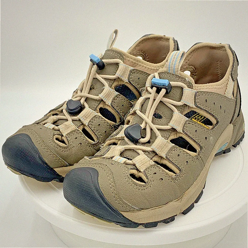 KEEN Butte Waterproof Hiking Shoes Women’s Size 7 Brindle Air Blue Brown Trail