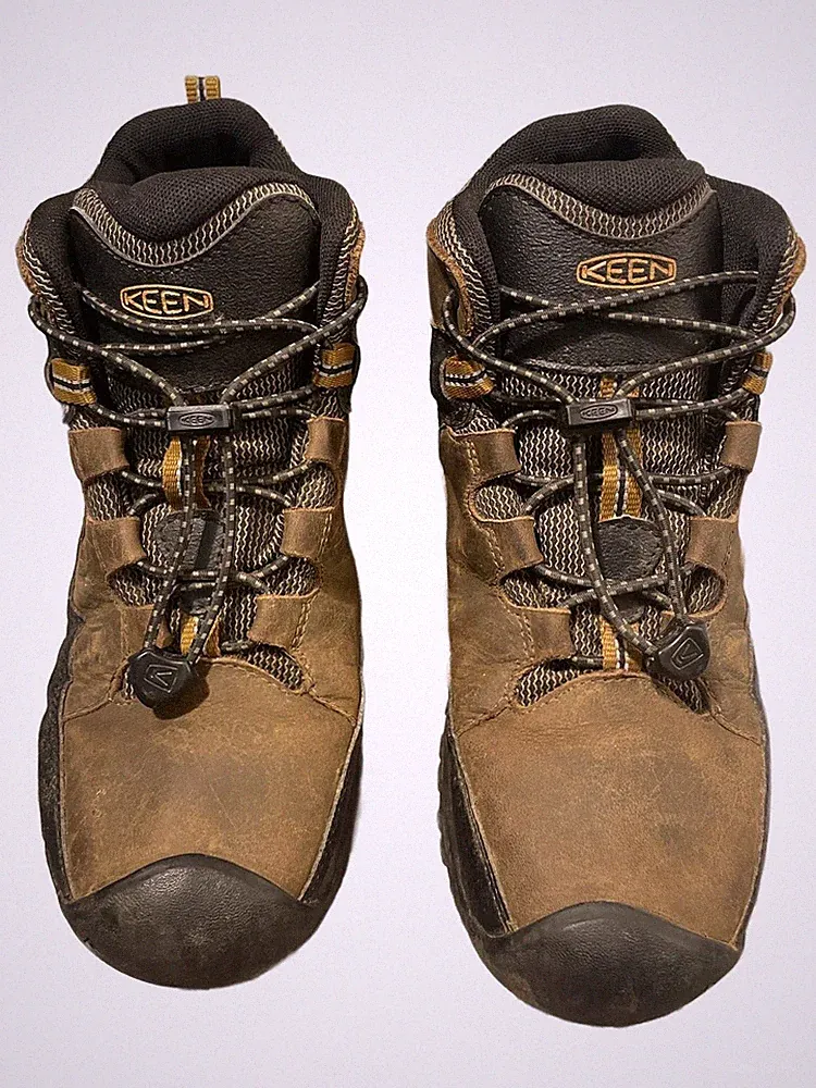 KEEN Hiking Boots Quick Lace System Boys Size 5 Brown Black