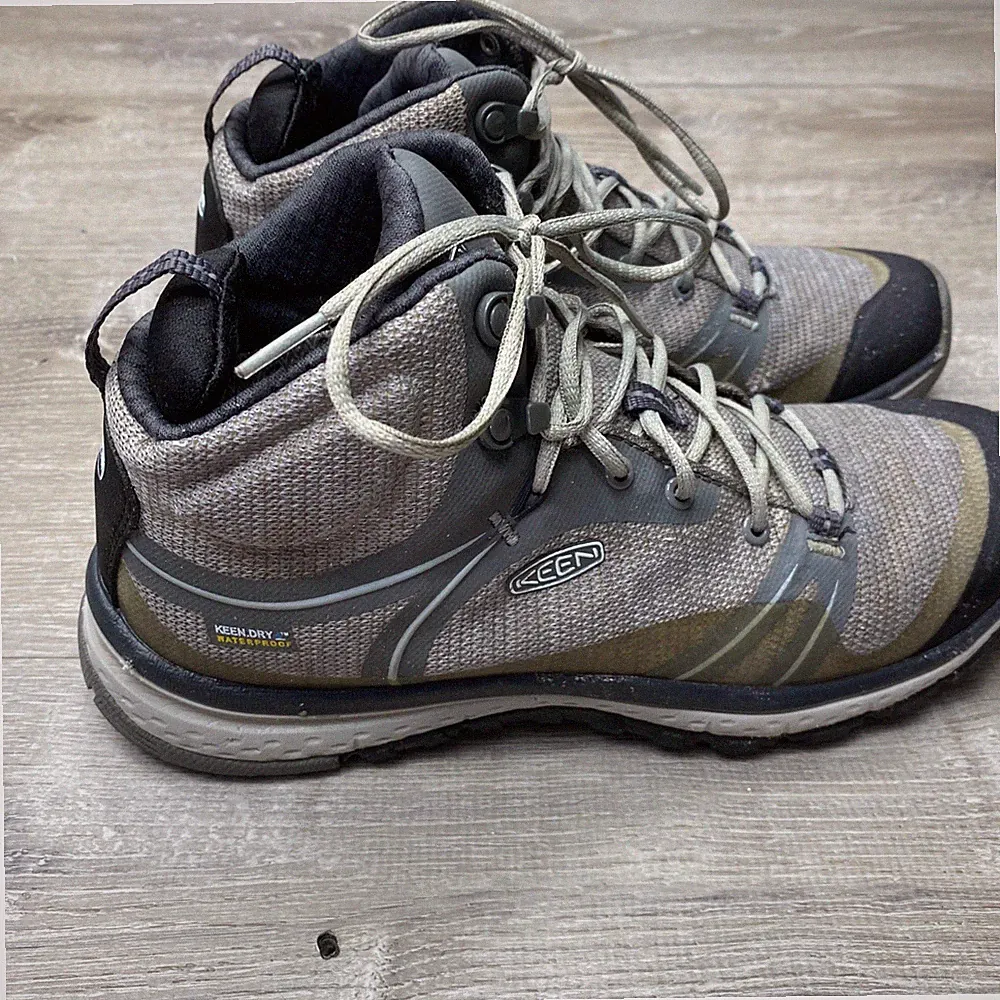 KEEN Hiking Boots Terradora Mid Women 7.5 Gray Waterproof Mesh Trail Shoes