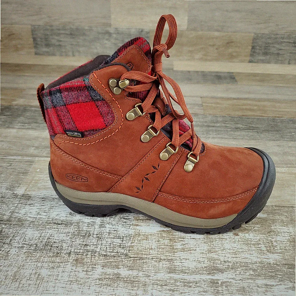 Keen Kaci III Winter Womens Hiking Boots Sz 7.5 Tortoise Shell Red Waterproof