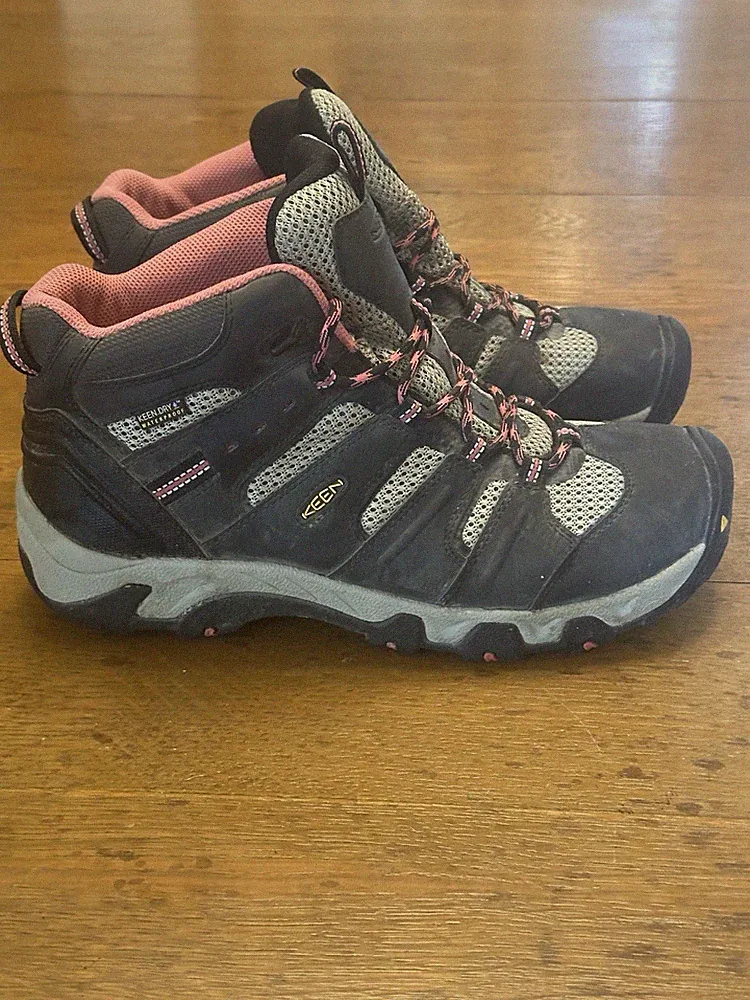 Keen Koven Mid Women’s Dry Waterproof Hiking Boots Size 11 Grey/Pink
