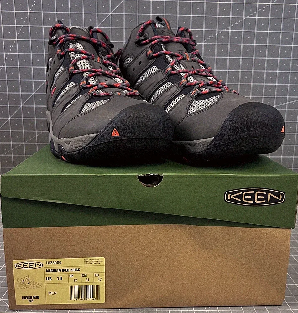 KEEN Koven Mid WP Hiking Outdoor Shoes Gray/Red Men’s Sz. 13 NIB New