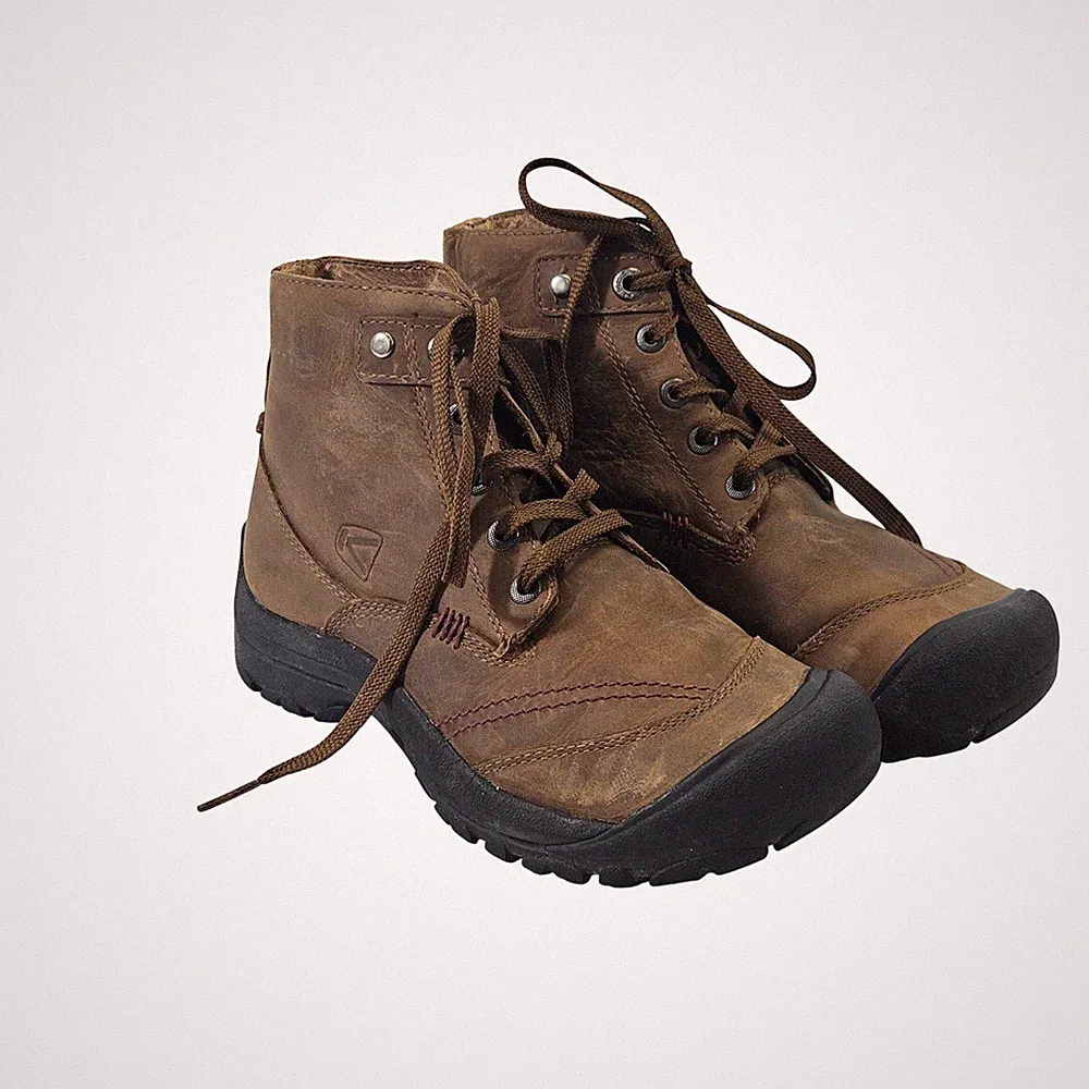 KEEN Presidio Mid Brown Leather Hiking Ankle Boots Womens 5.5 5363-PNCN