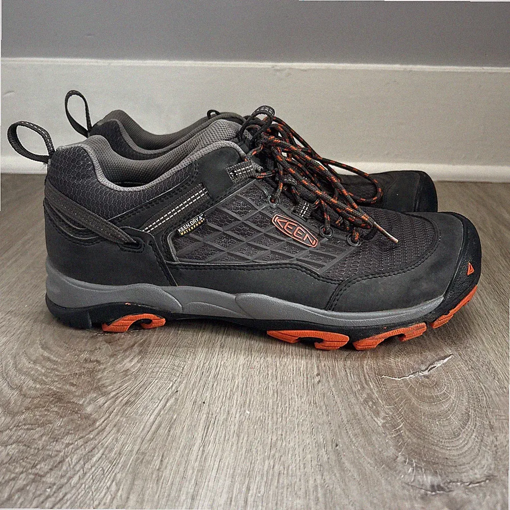 Keen Saltzman Shoes Mens 10.5 Gray Orange Waterproof Hiking Outdoor Sneakers