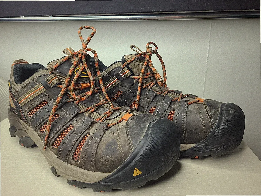 KEEN Utility Steel Toe Work Shoes Mens 10 Low Hiking Trail Brown Orange
