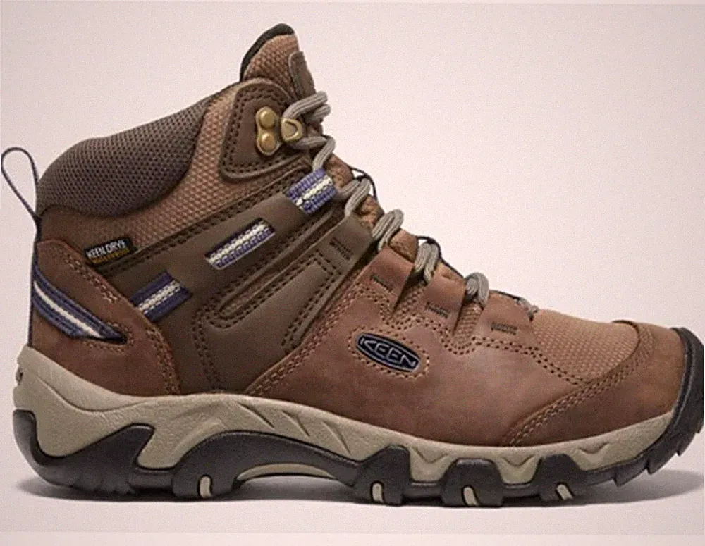 KEEN® Women's 12 Steens™ Mid Waterproof Hiking Boot in Shitake/Crown Blue - $140