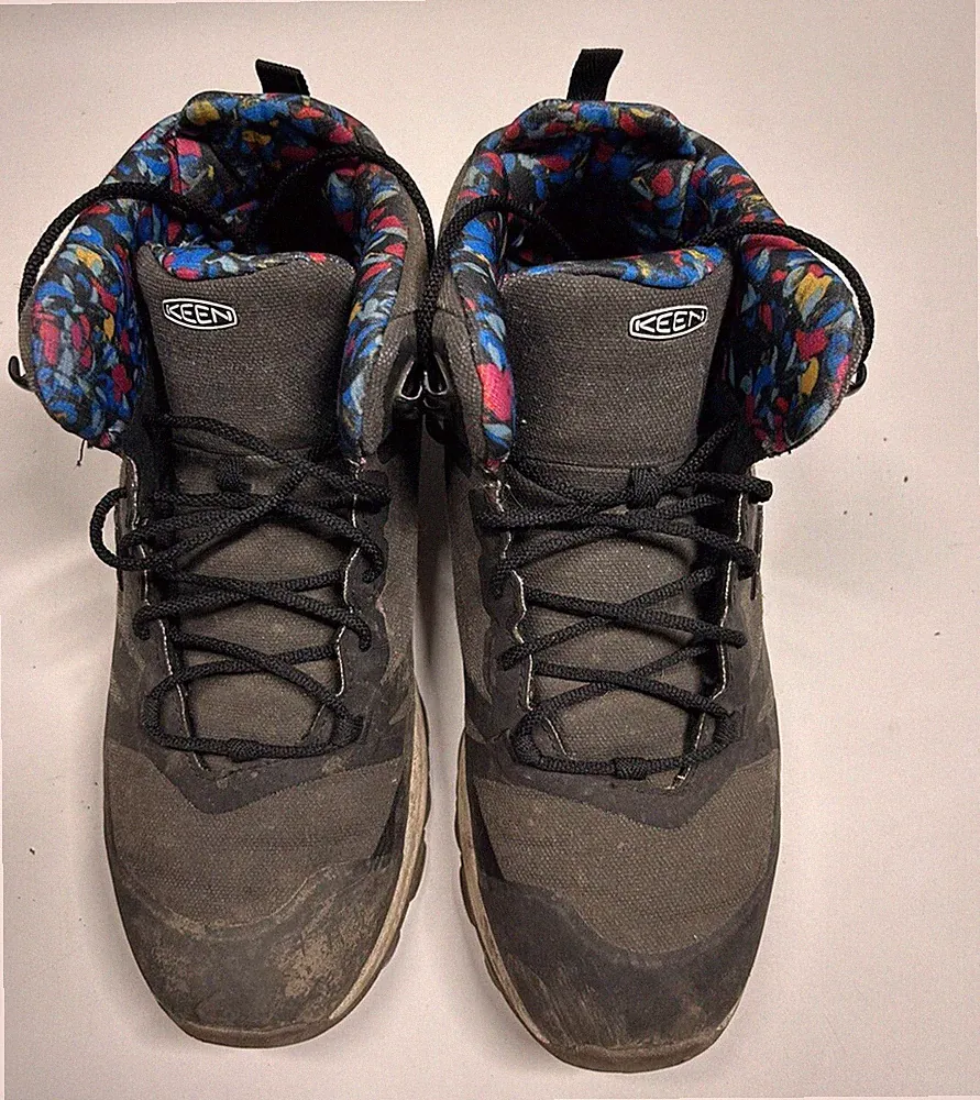 Keen Women's Hiking Boots Gray Black Floral Inside Size 10.5