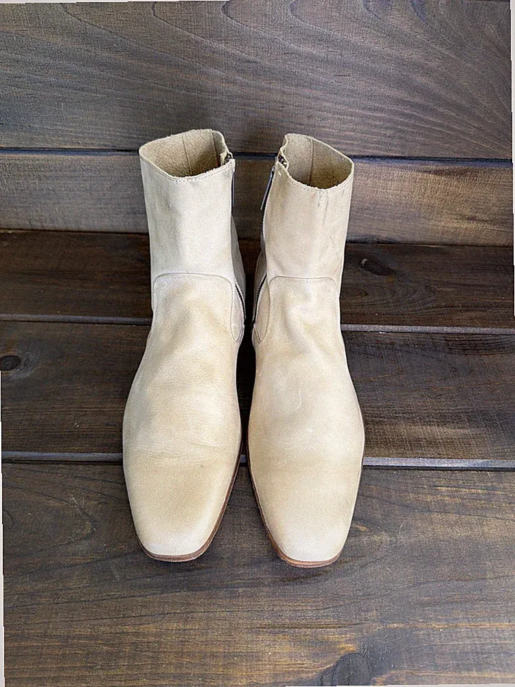 Kenneth Cole 'Cell Out' Tan Leather Chelsea Ankle Boots Men Size 12 M Side Zip