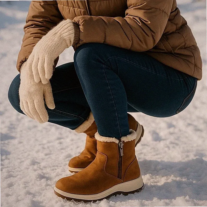 Khombu 7 Boots Womens Fuzzy Sienna Winter Snow Rain Vegan Leather Faux Fur Shoes