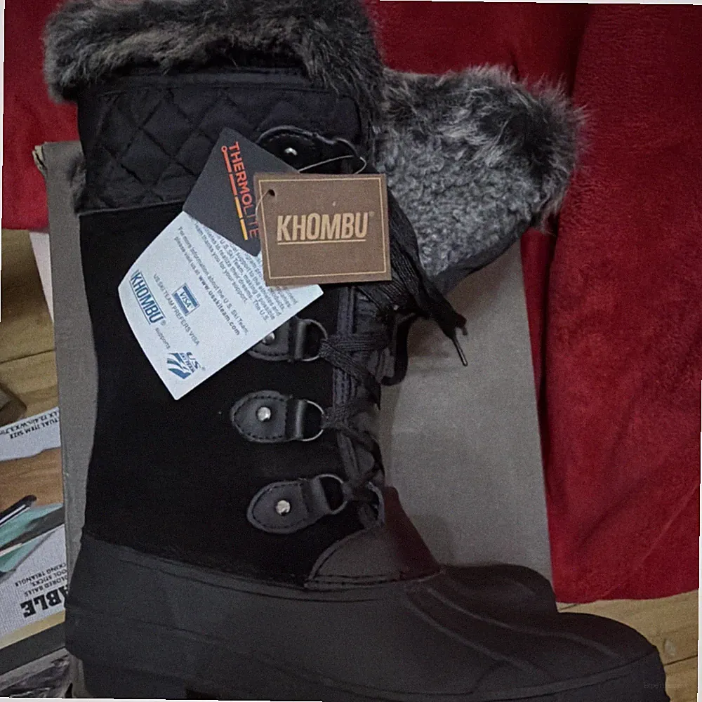 Khombu Colby Women's Black Faux Fur Knee High Lace Up Snow Boots Size 9