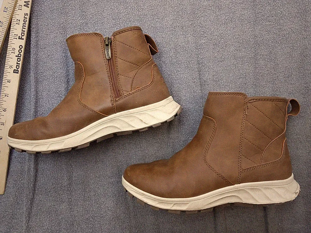 Khombu Dusk Snow Boots Women 9 40 Brown Faux Fur Zip Ankle Winter Slip Resistant