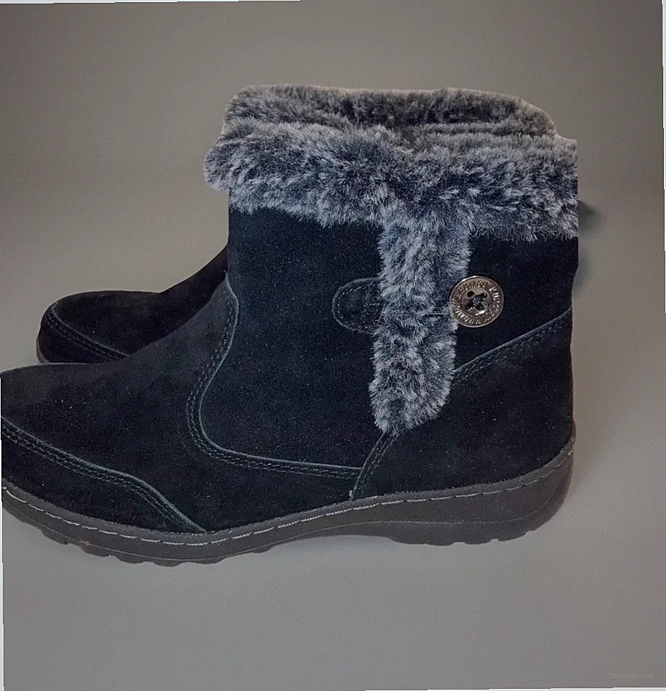 Khombu Iris Black Suede Faux Fur Lined Water Resistant Winter Snow Boots 9M