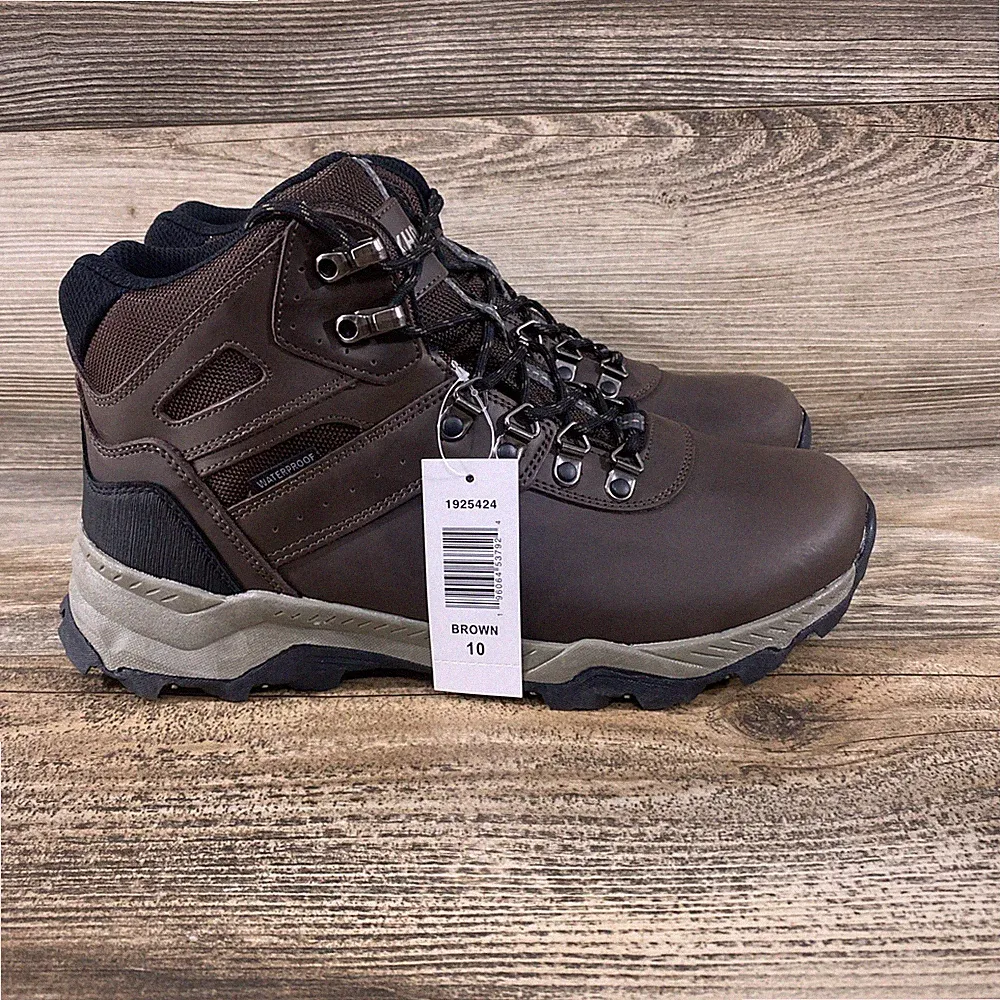 Khombu Kenny Waterproof Hiking Boots Brown Leather Memory Foam Men’s Size 10.