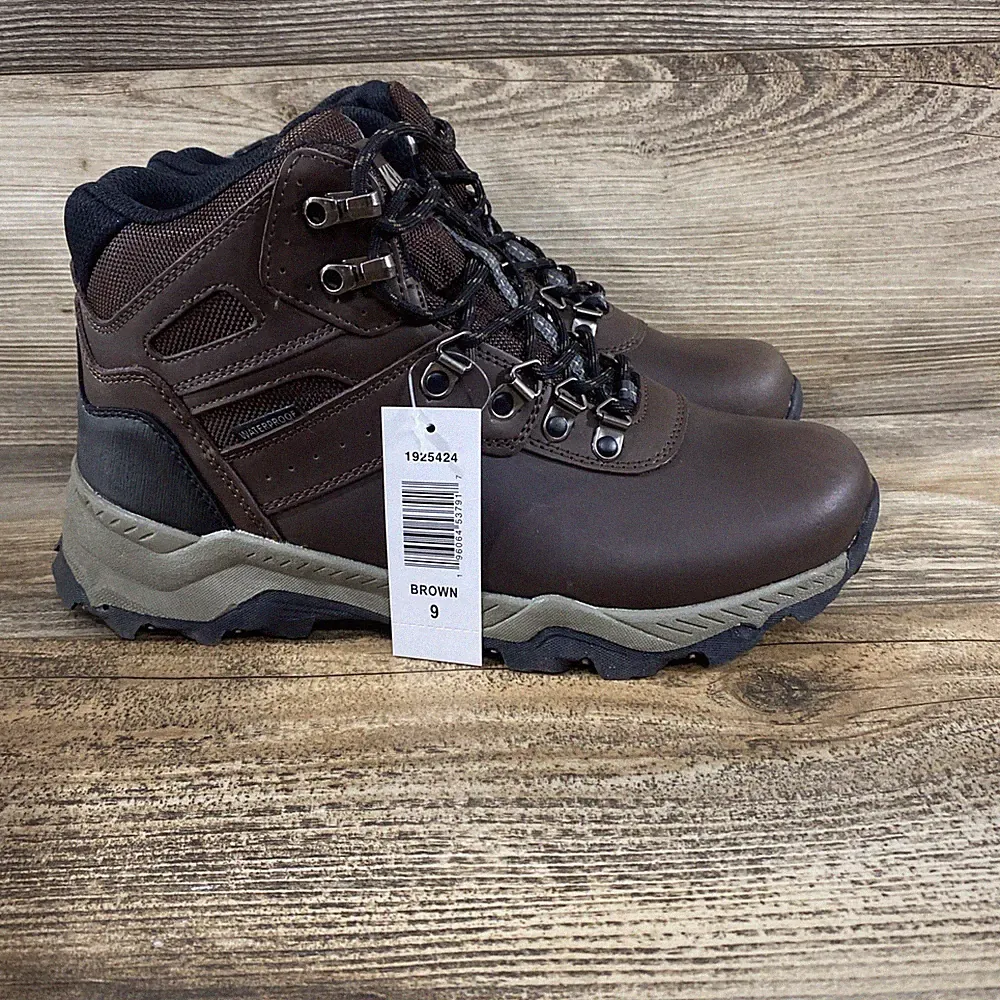 Khombu Kenny Waterproof Hiking Boots Brown Leather Memory Foam Men’s Size 9.