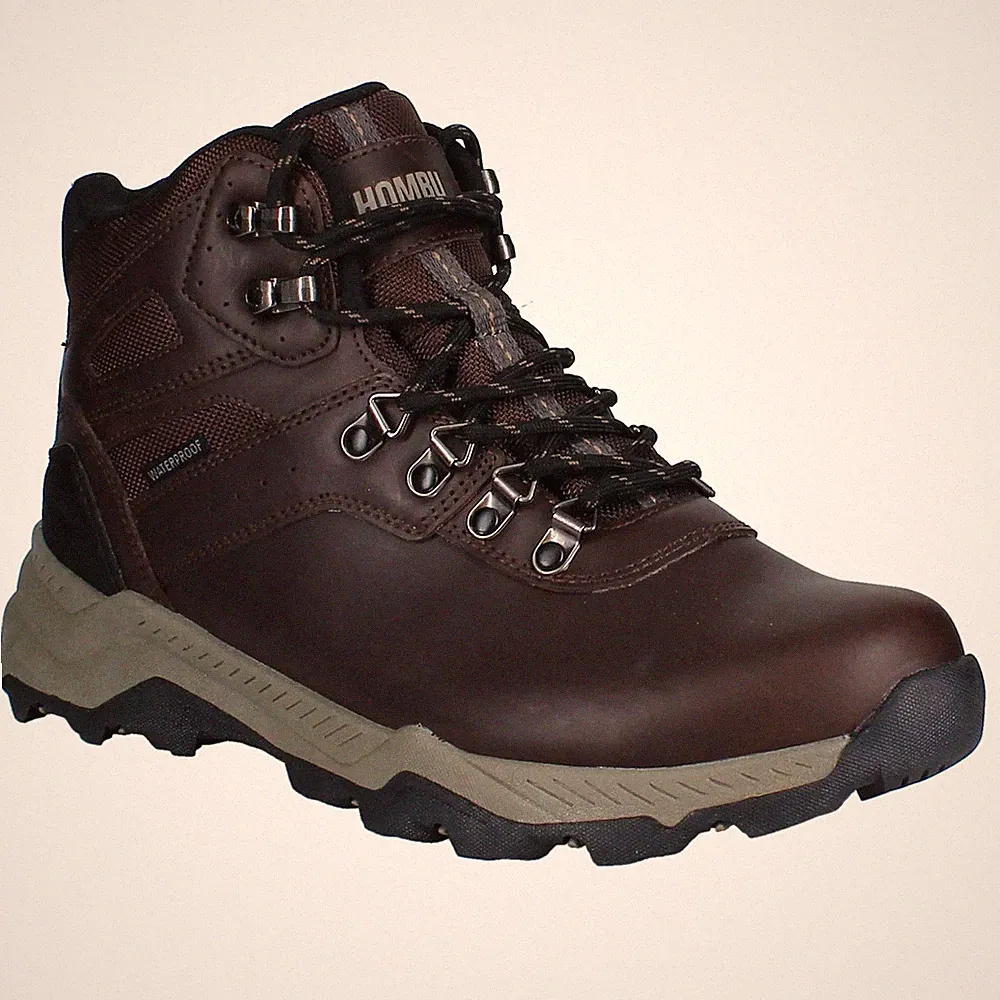 Khombu Men's Waterproof Hiking Boots Leather Brown Memory Foam New Sizes 8-13