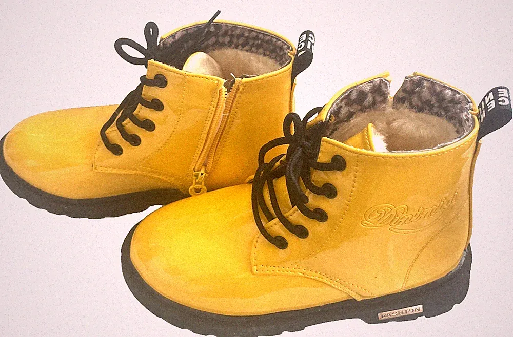 Kids Waterproof Insulated Combat Boots Ankle Zipper PU leather Non-slip Size2.5
