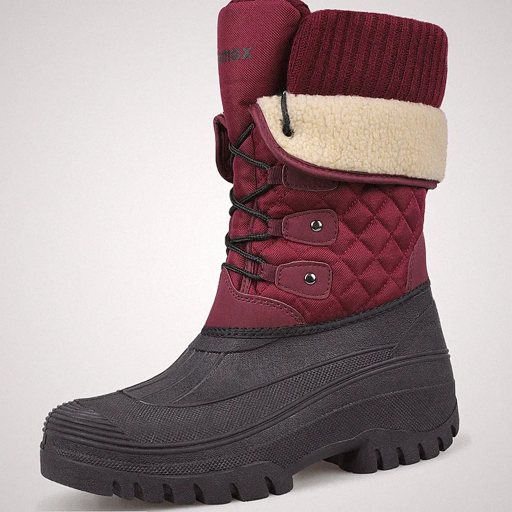 Knixmax Womens Insulated Waterproof Winter Snow Boots Fur Lined Warm Outdoor Ski