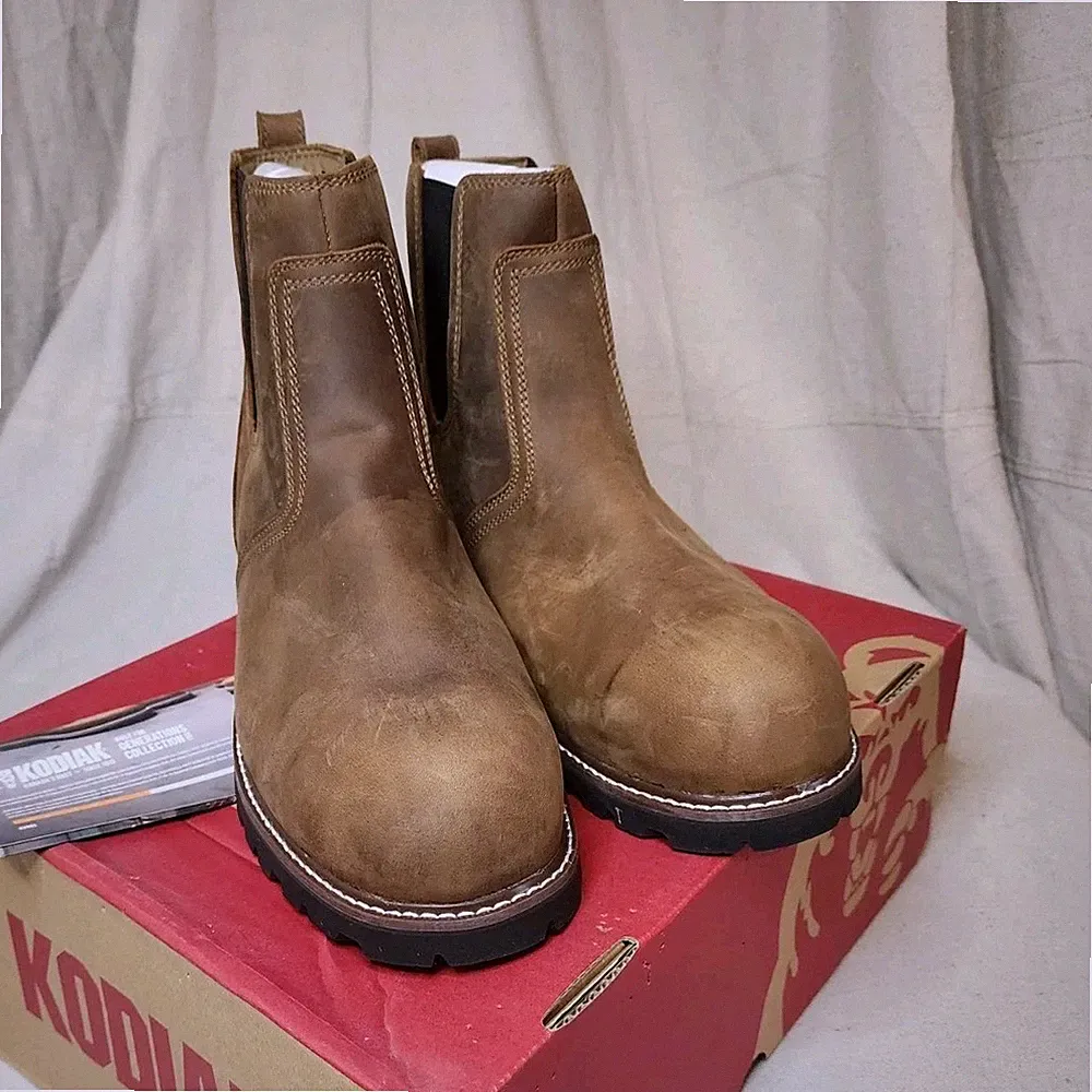 Kodiak McKinney Chelsea Composite Safety Toe Work Boots Brown Men's Size 15