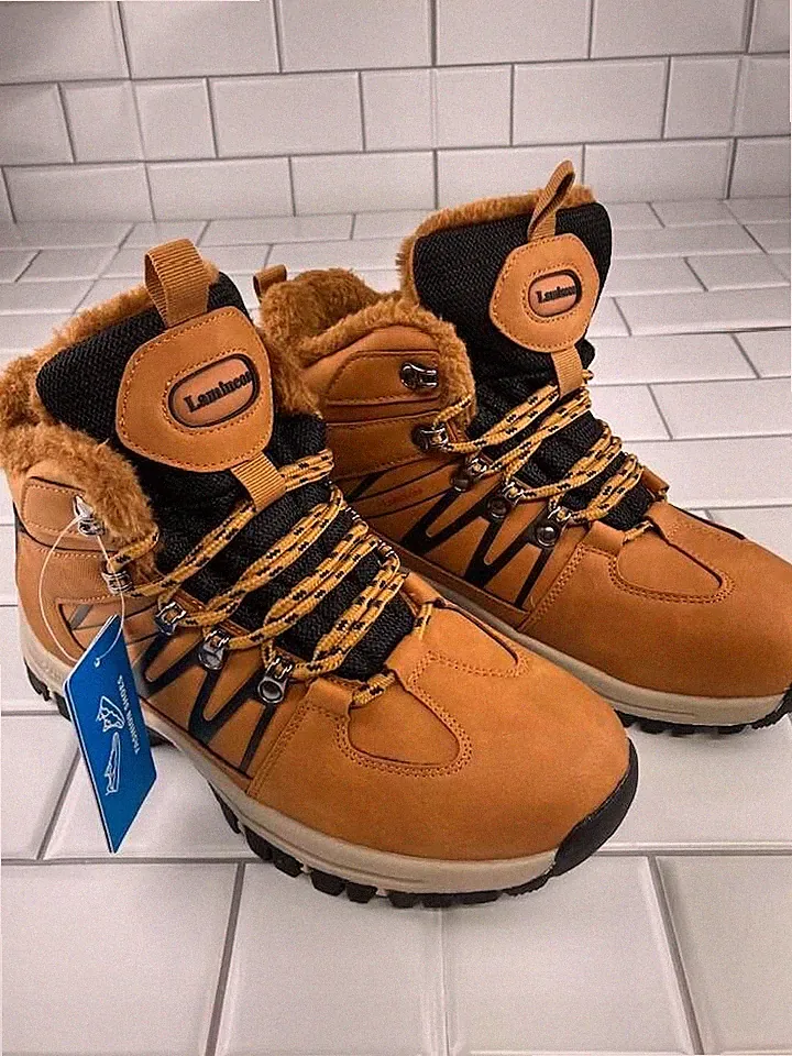 Lamincoa Winter Snow Hiking Boots For Women Fur-Lined Wheat Brown Size 9.5