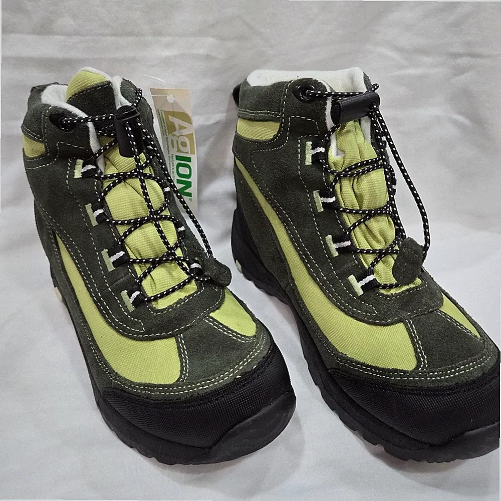 Lands End Green Hiking Boots AgION Antimicrobial Lace Up WMS 6B Women's Shoes