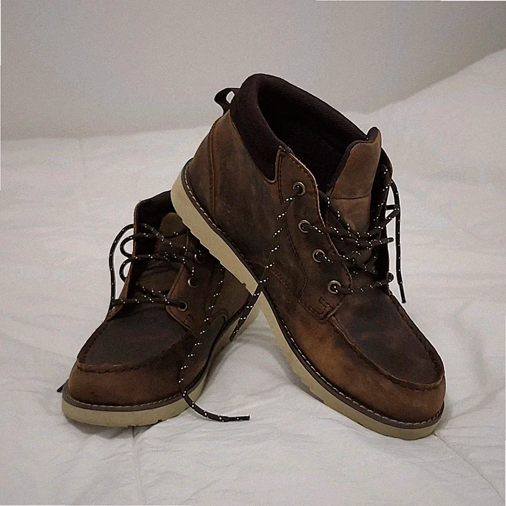Lands' End Men's Brown Leather Chukka Ankle Boots Lace-Up Lightweight US 8D
