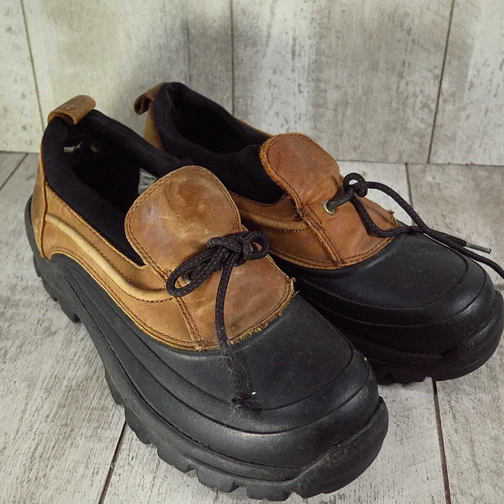 Lands End Mens Duck Boots/shoes Brown Suede Lace Up Low Top Snow Waterproof 8 D