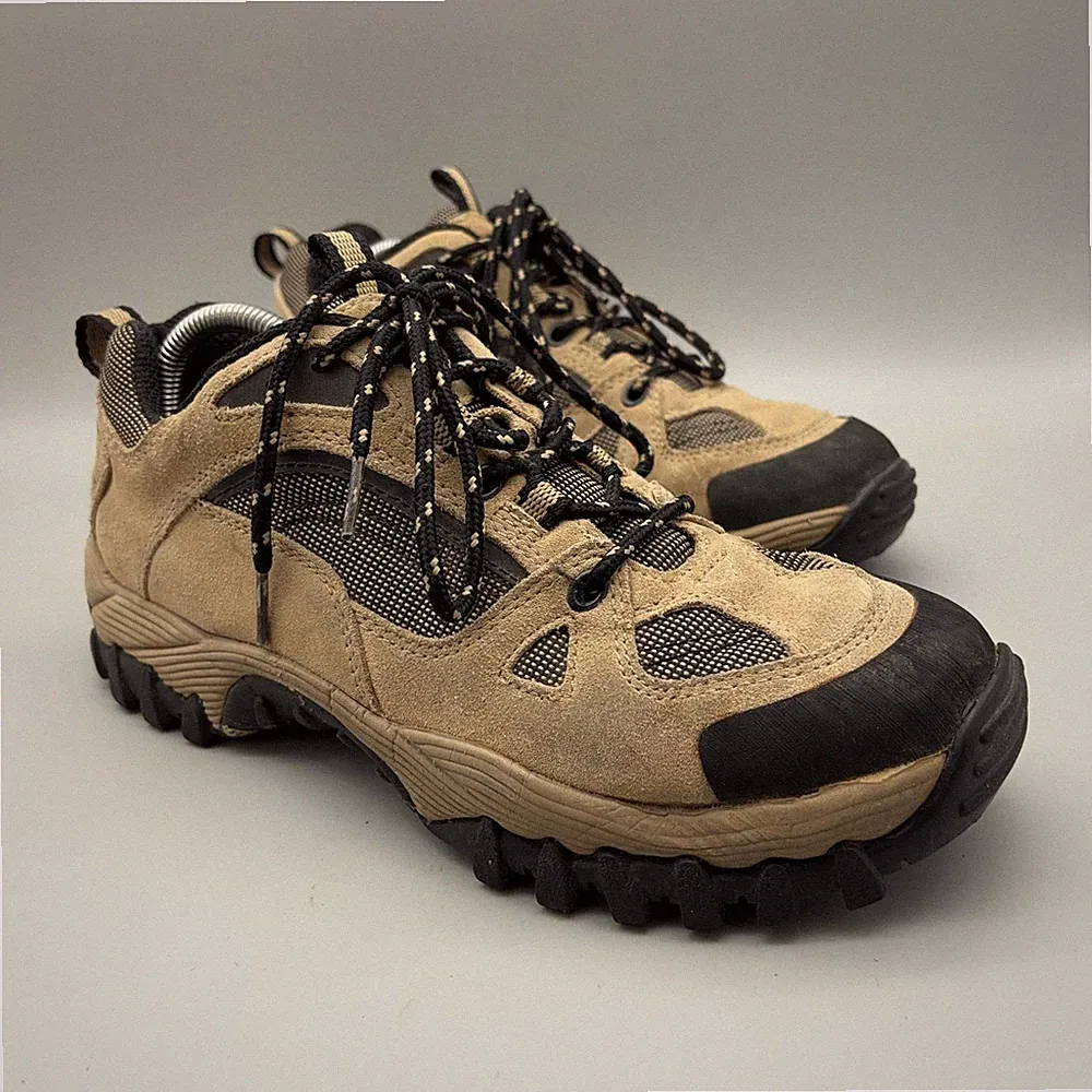 Lands' End Shoes Mens Size 9 Beige Suede Trail Hiking Sneakers Low Top 63925