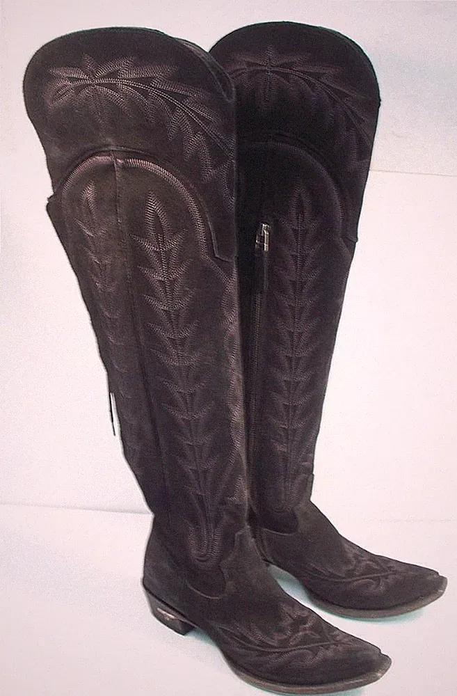 Lane Women's 8.5 B Black Lexington Over The Knee Suede Western Boots Snip Toe