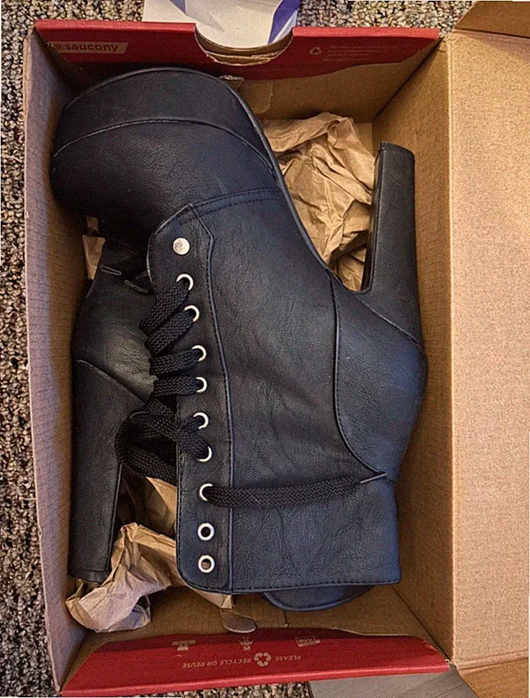 leather high heel boots women size 9