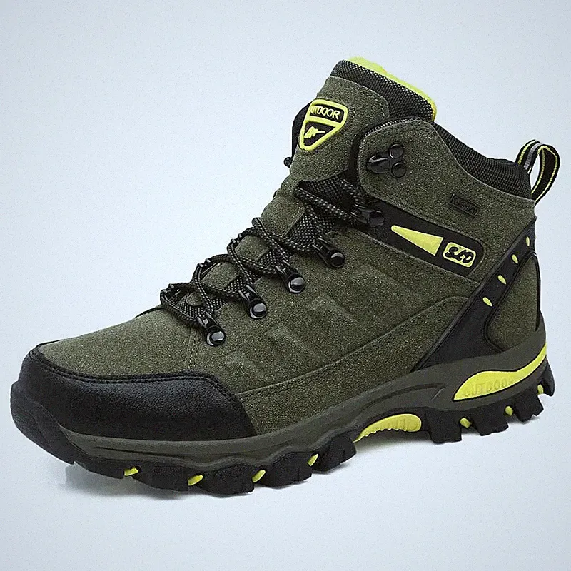 Leather Men Hiking Shoes Outdoor High Top Ankle Boots Comfort Trekking Sneakers