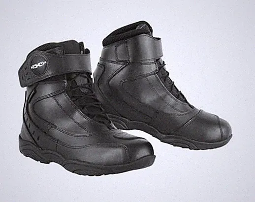 Leather Motorcycle Shoes with Rubber Sole Men's Foot Protective Boot 14 Black