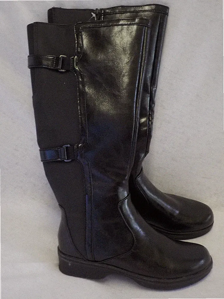 Lifestride Velocity Knee Boot Size 7 W WC NWOT Black 1.25" Heel Memory Foam