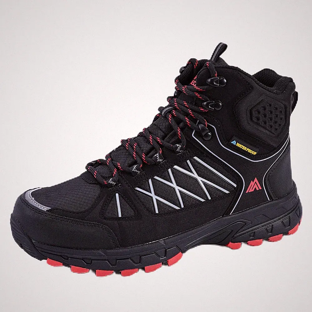 Lightweight Black Waterproof Hiking Boots for Men, Outdoor Walking & Climbing