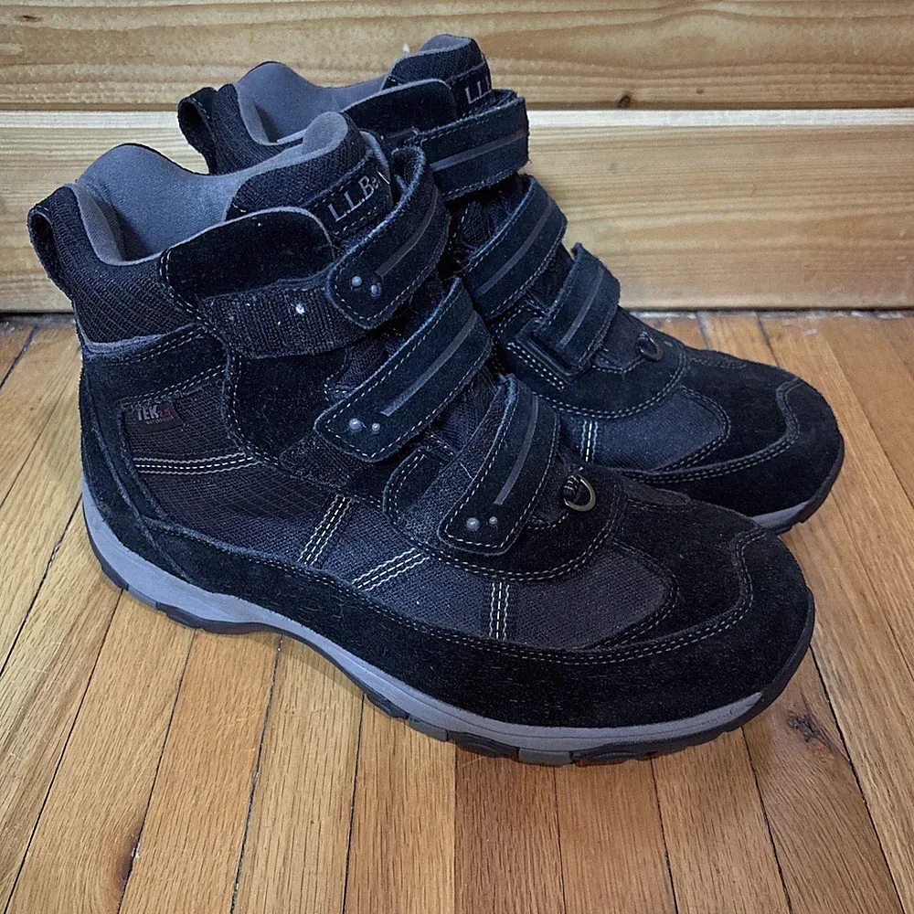 LL Bean Hiking Boots Men's Primaloft 200 Gram Black Suede/Canvas Size 11W EUC