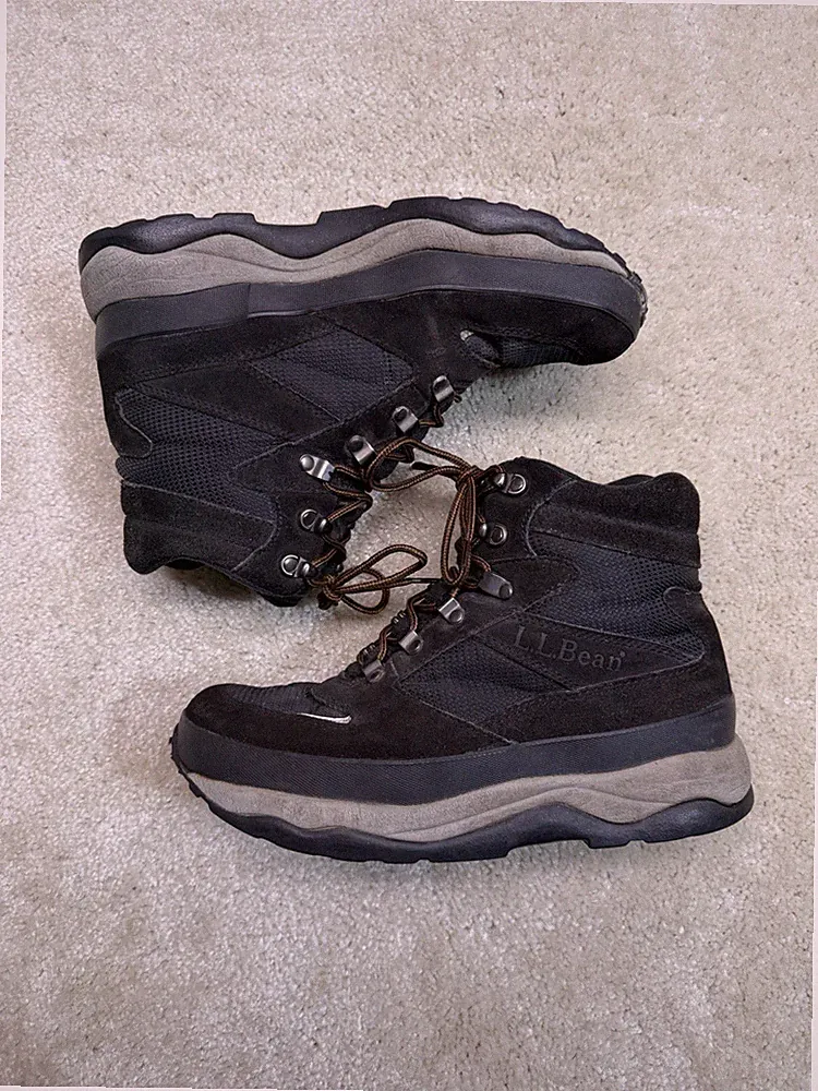 LL Bean Hiking Boots Men's Primaloft 200 Gram Black Suede/Canvas Size 8M 82708