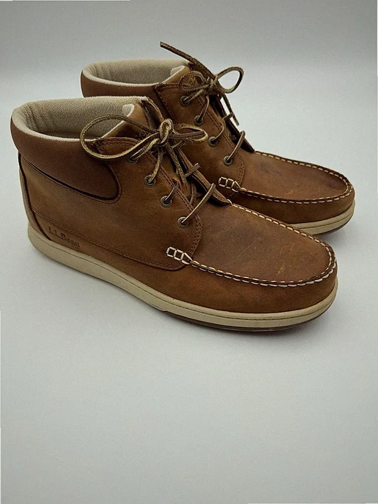 LL Bean Men’s Chukka Boots Moc Toe Brown Comfort Shoes Casual 14 Medium