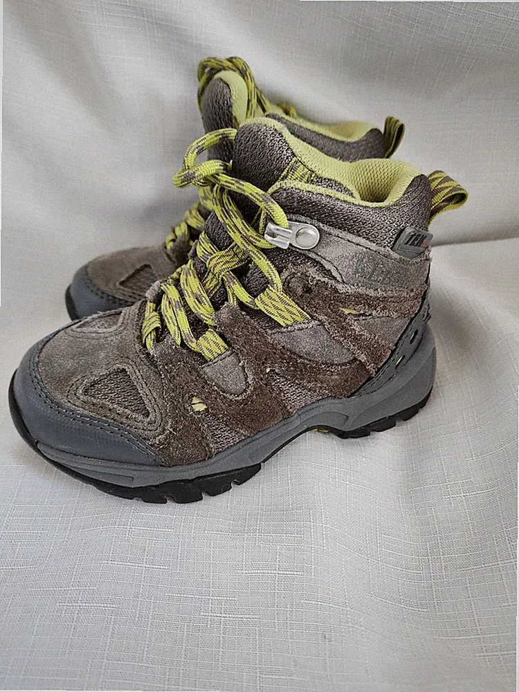 LL Bean Tek 2.5 Kid Waterproof Hiking Trail Shoes Boots Size 10 Grey/green