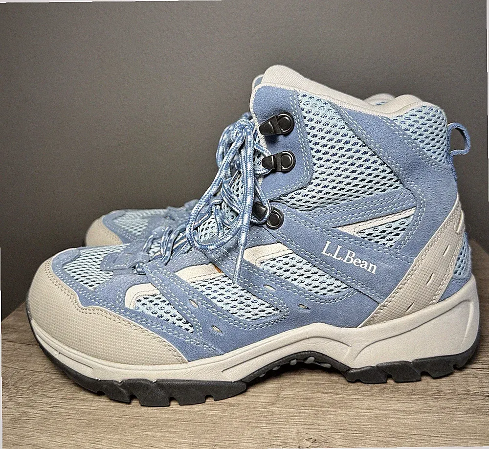 LL BEAN Women's Gray-Blue Trail Hiking Boots Shoes Size 9.5