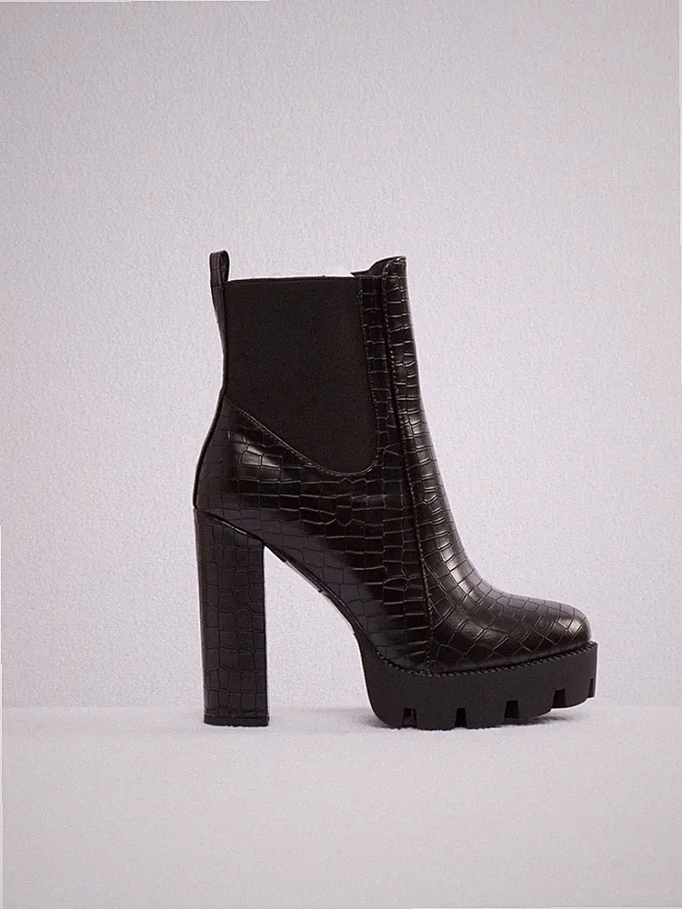 London Rag Black Crocodile Chelsea Boots Size US 9