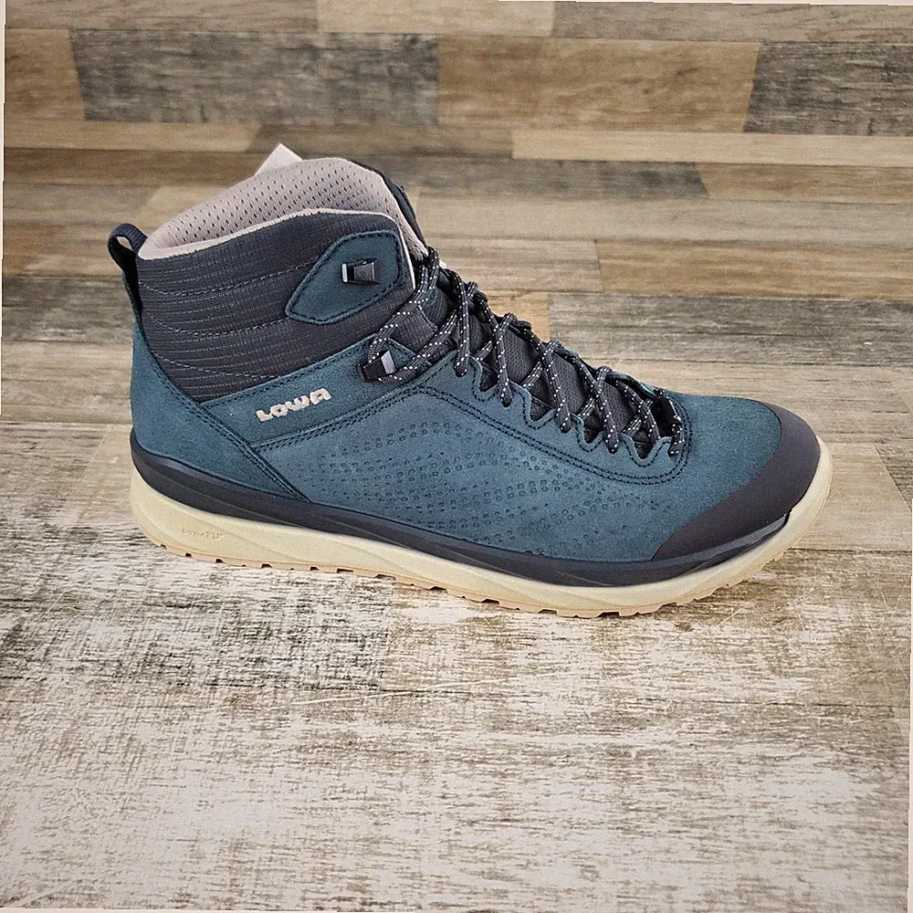 Lowa Malta GTX Mid Womens Hiking Shoes Sz 9.5 Blue Denim Lace-Up Round Toe